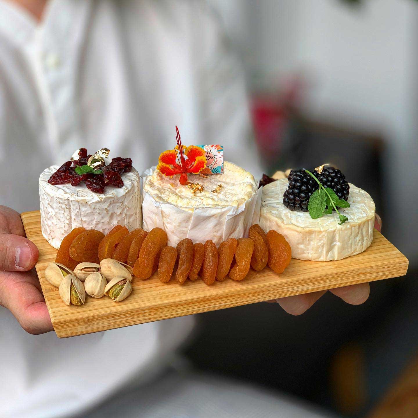 3 Cheese Wheels Bamboo Platter