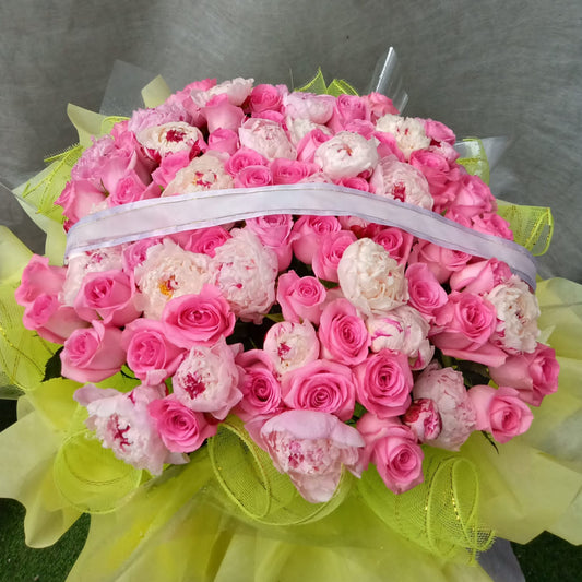 100 Roses and Peonies Bouquet