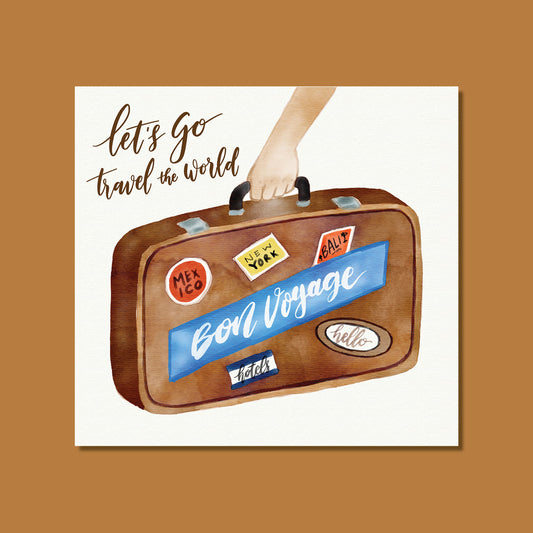 Bon Voyage - Watercolor suitcase