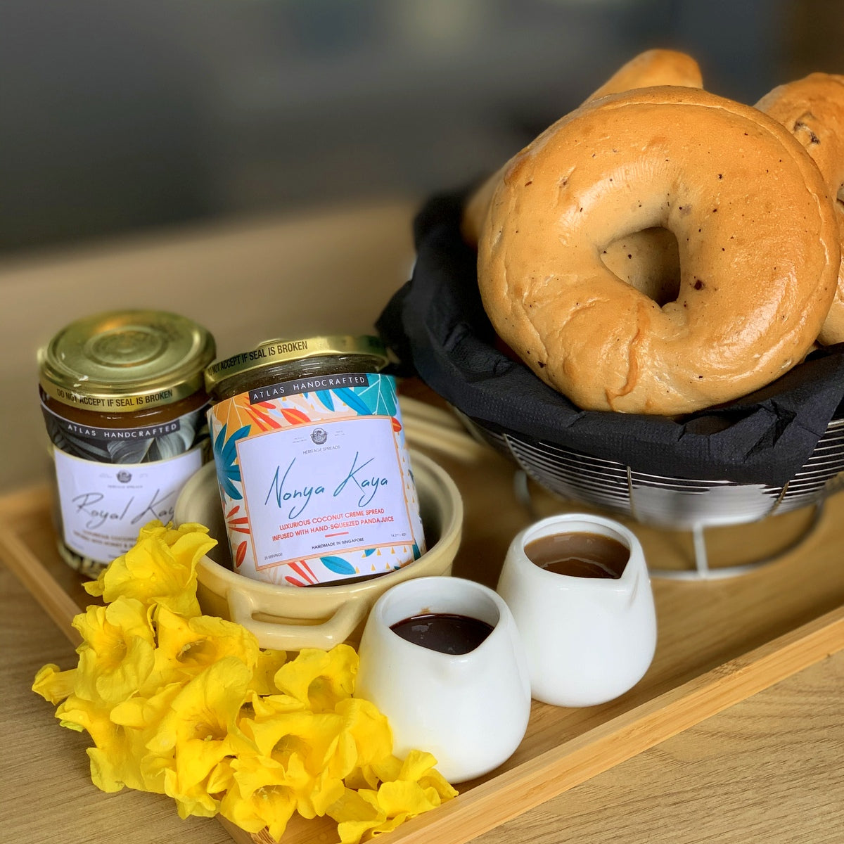 Bagels & Kaya Floating Tray