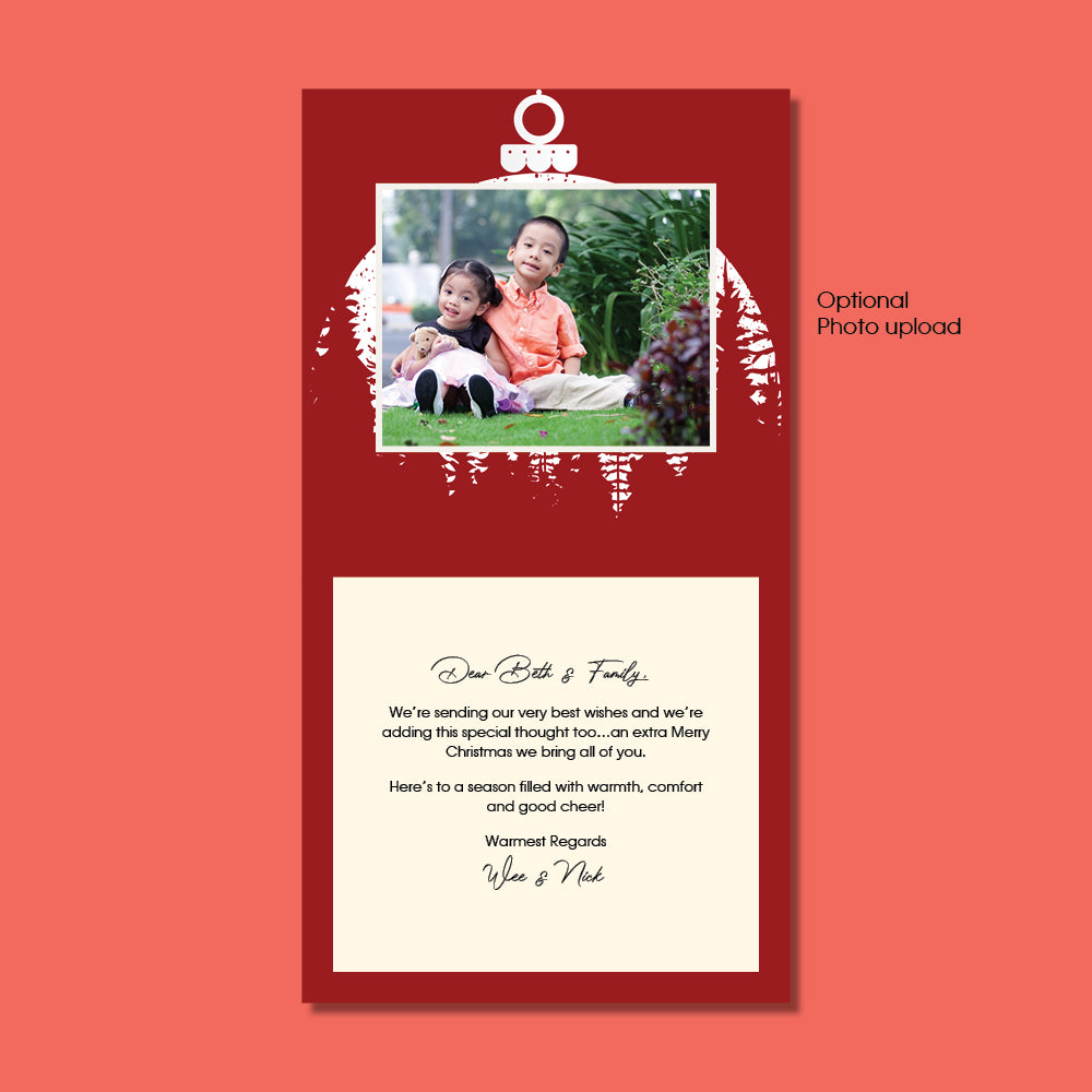 Christmas Card - Red Santa Ornament