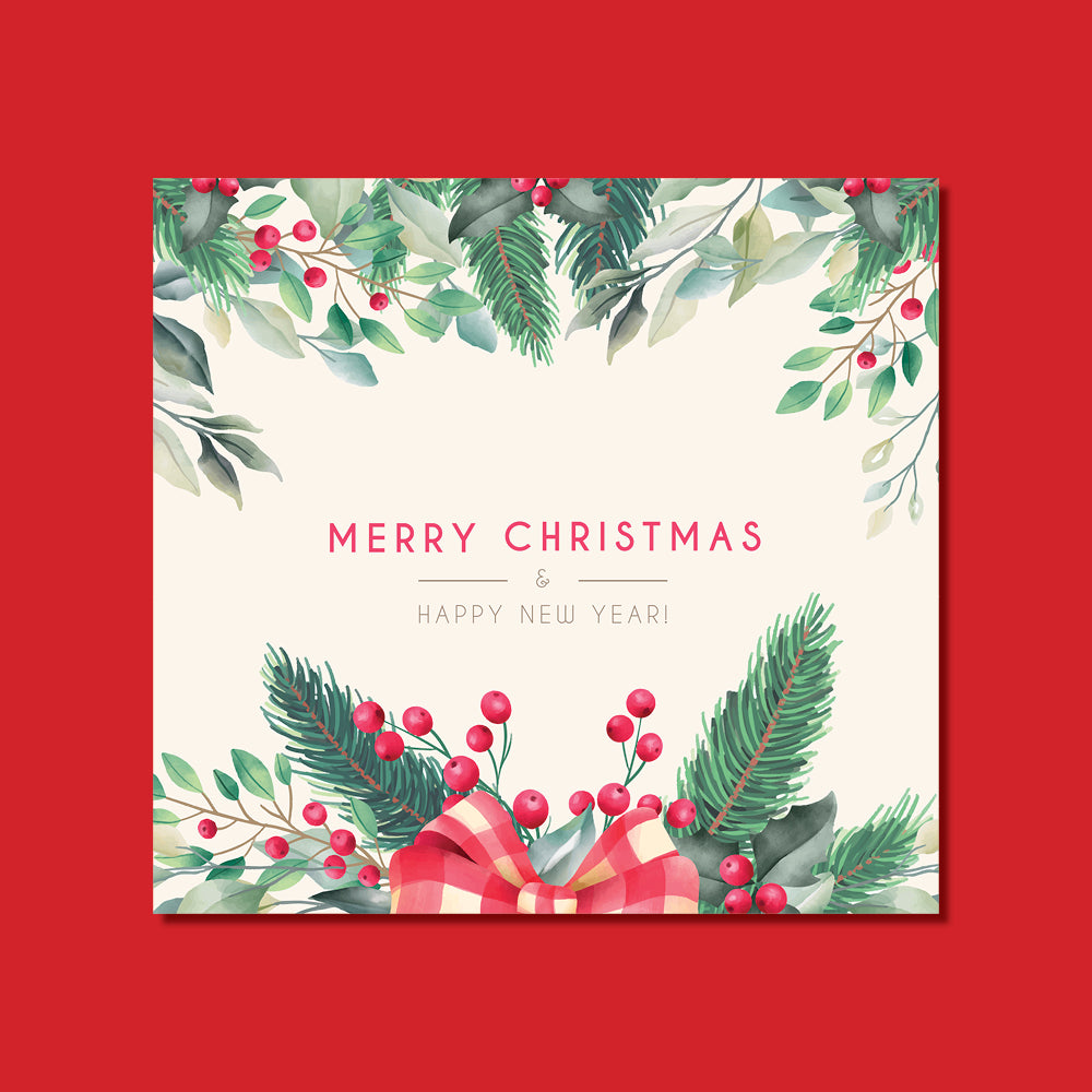 Christmas Card - Pine and ribbons