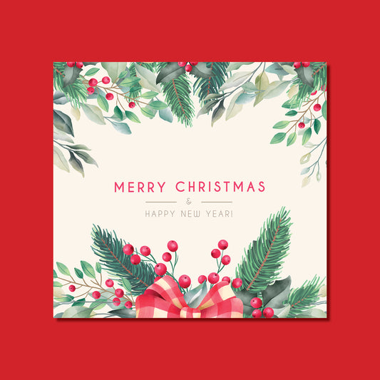 Christmas Card - Pine and ribbons