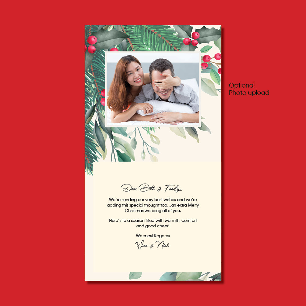 Christmas Card - Pine and ribbons