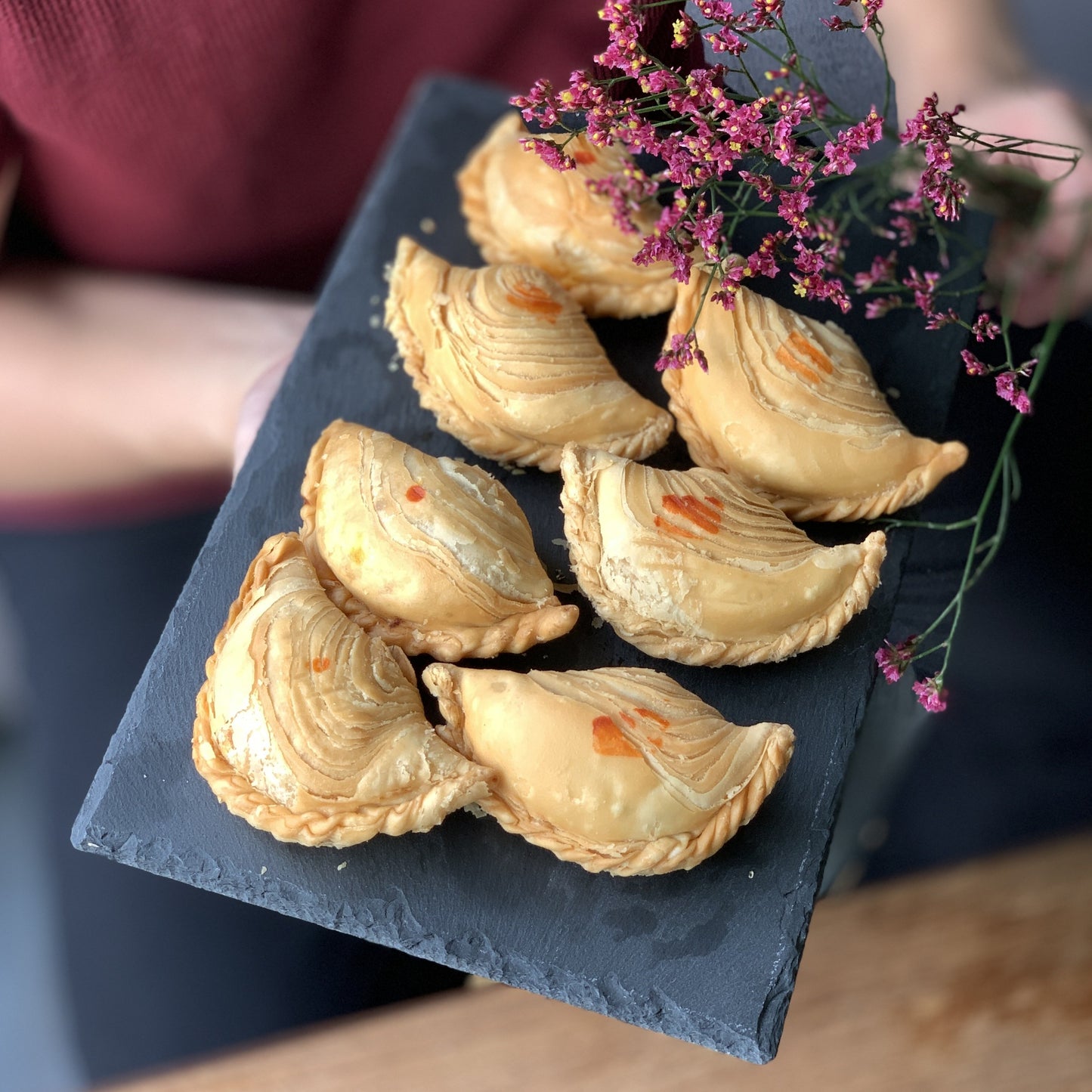 Handmade Curry Puffs Slate Platter