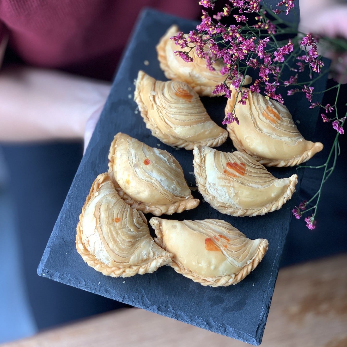 Handmade Curry Puffs Slate Platter