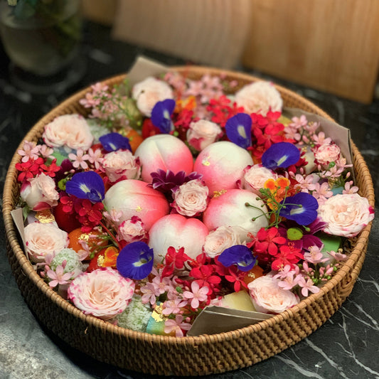 ShouTao Bao Nyonya Kueh Round Woven Basket