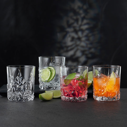 Sculpture Whisky Tumbler Crystal Glass , Set of 4