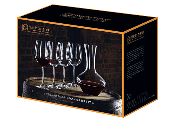 Vivendi Crystal Decanter set of 4 Bordeaux & Decanter