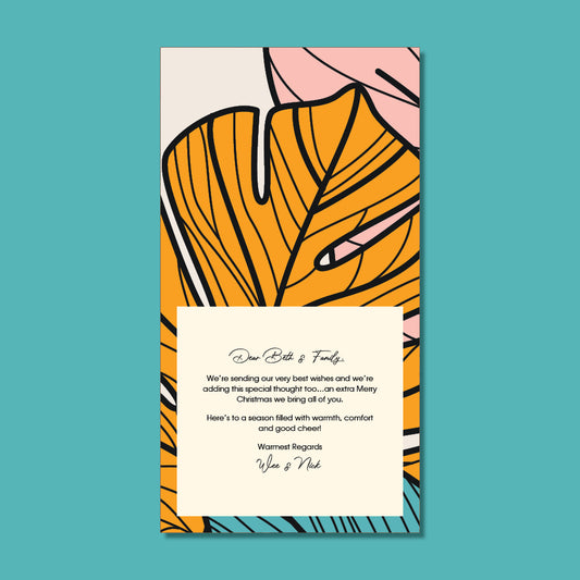 Thank You Card - Hand painted Leaves