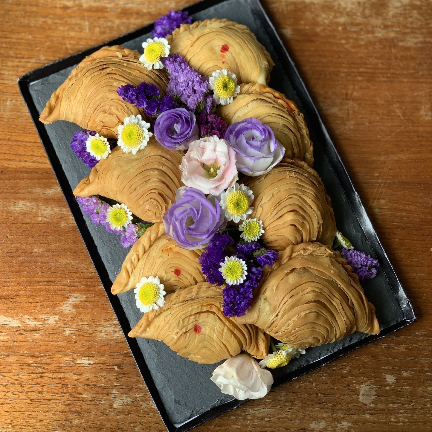 Handmade Curry Puffs Slate Platter
