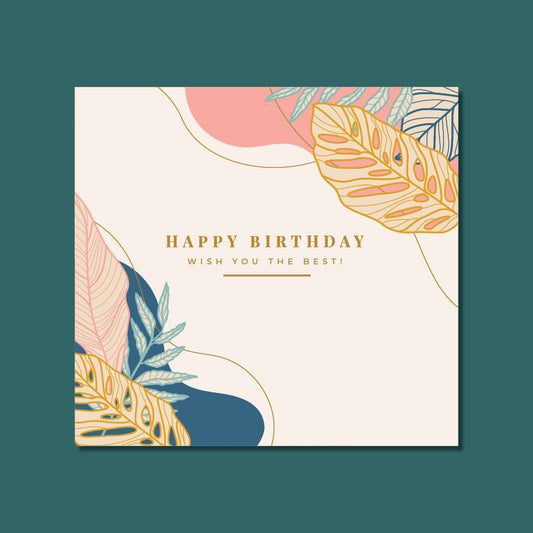 Birthday Card - Natural Leaves