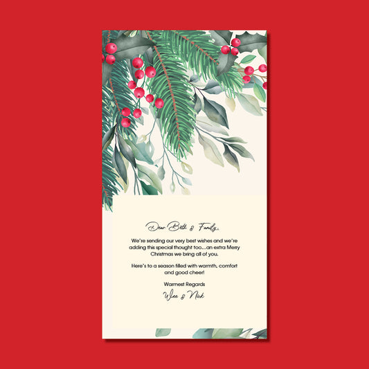 Christmas Card - Pine and ribbons