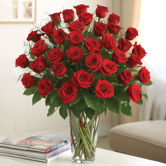 50 Long Stem Red Roses Arrangement