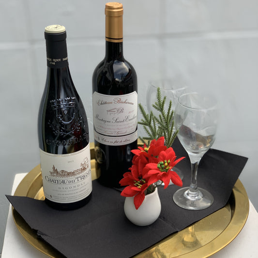 2 Bottles French Wine Gift Platter