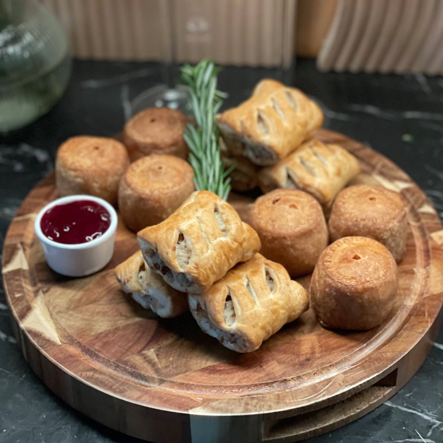 Mini Pork Pies and Sausage Rolls Board