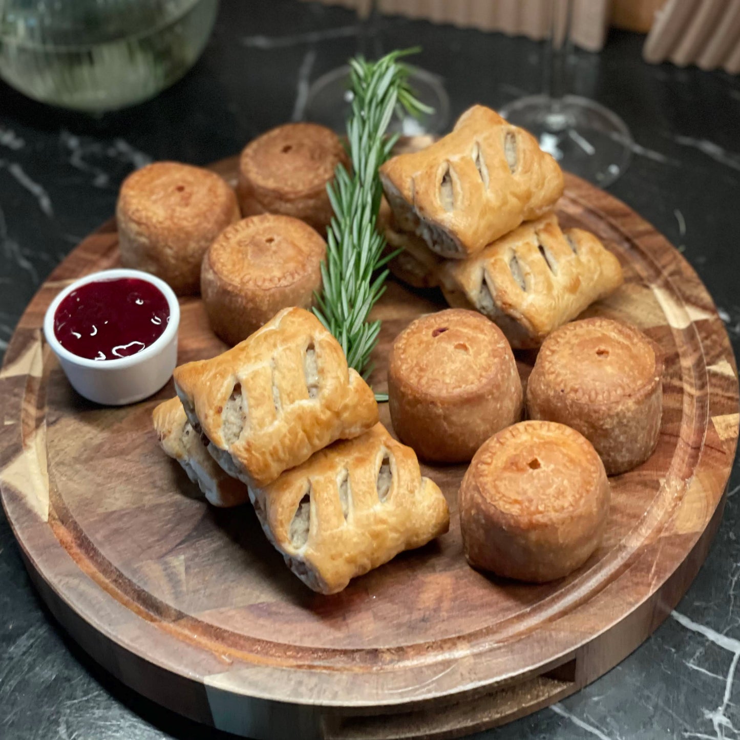 Mini Pork Pies and Sausage Rolls Board