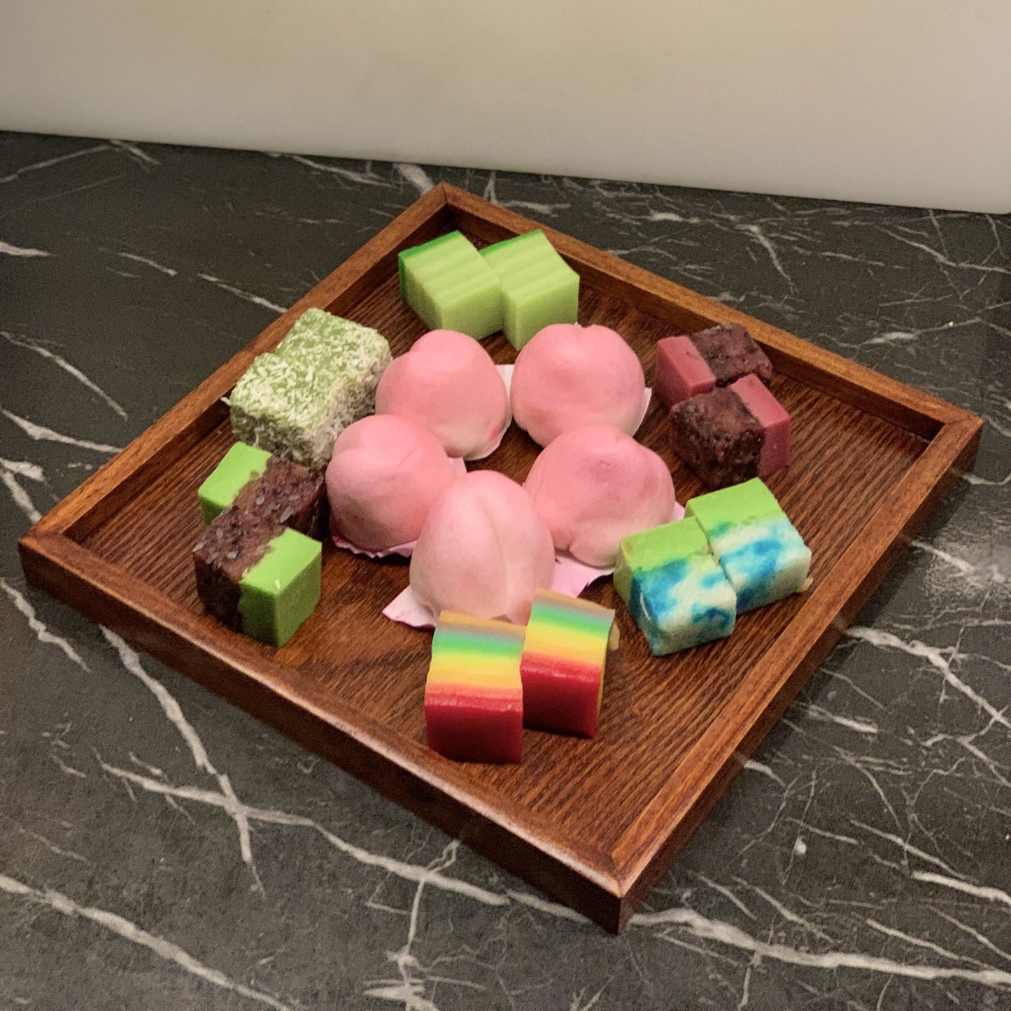 Square Japanese Finewood Nyonya Kueh Longevity Platter