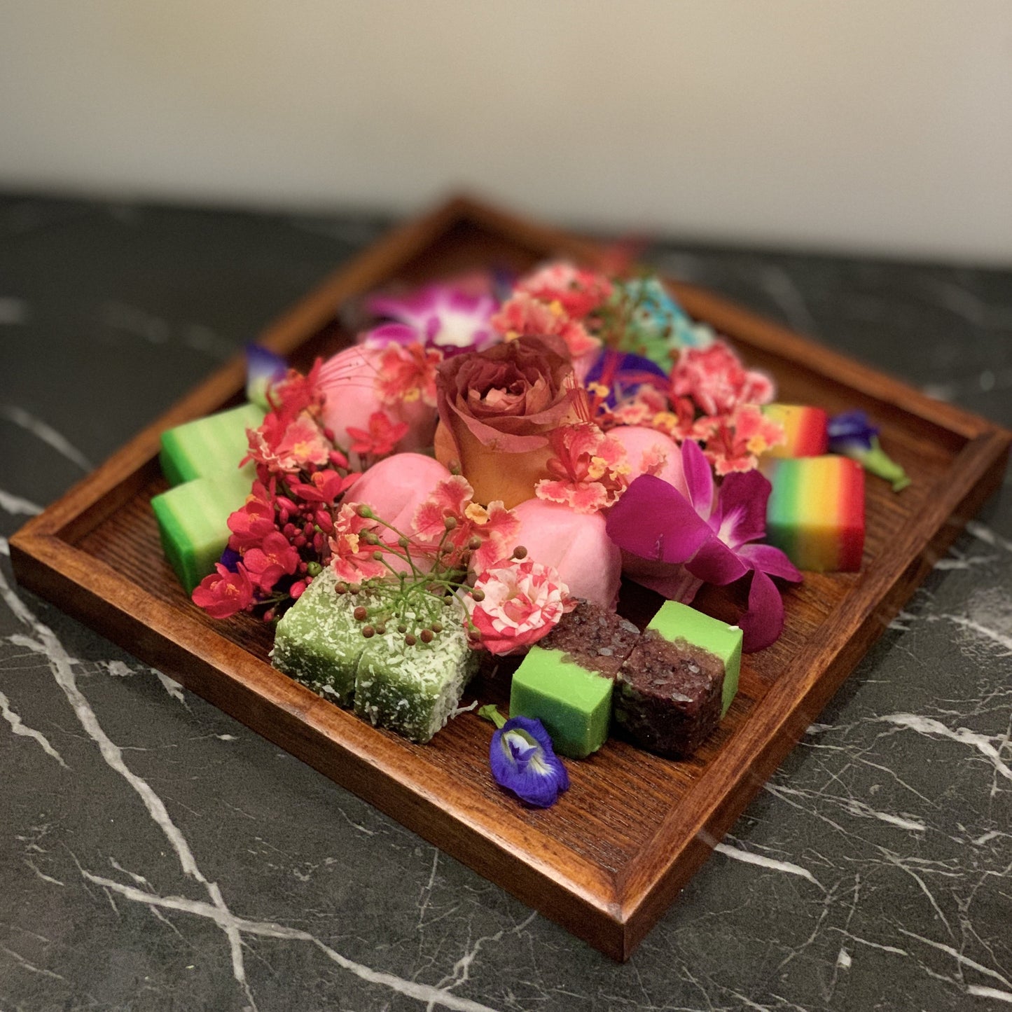 Square Japanese Finewood Nyonya Kueh Longevity Platter