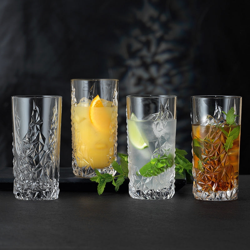 Sculpture Longdrink Crystal Glass, Set of 4