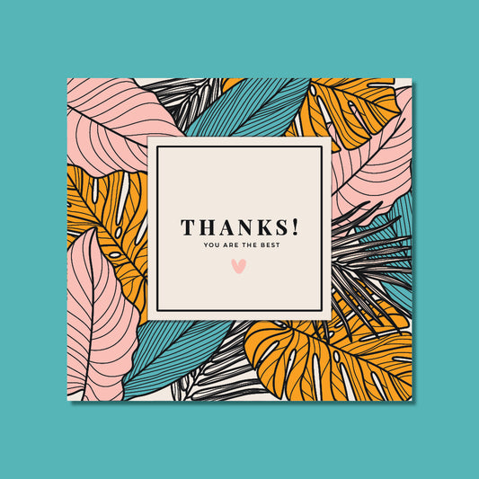 Thank You Card - Hand painted Leaves