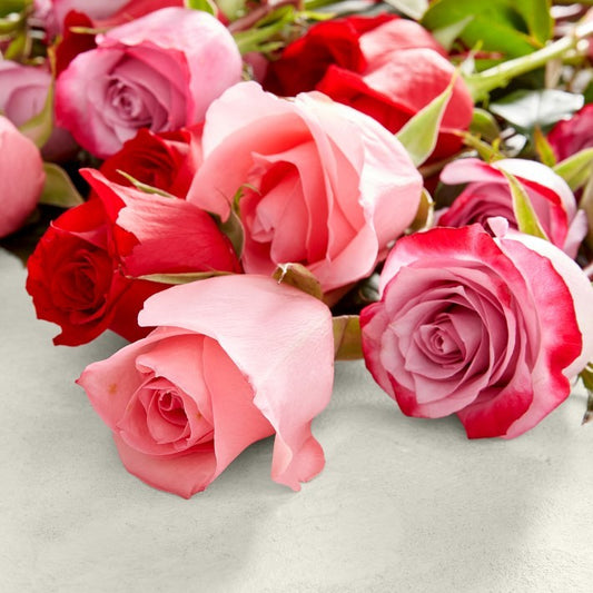 45 Pink & Red Roses Arrangement
